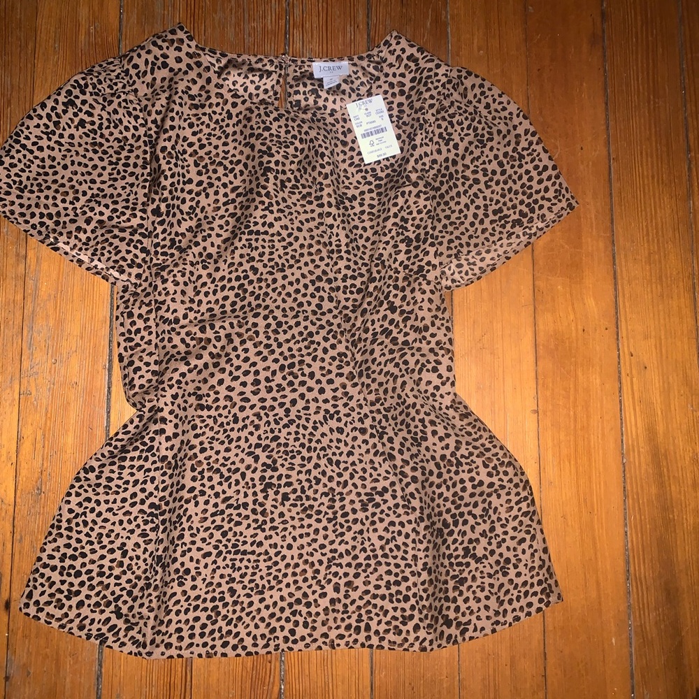 J. Crew Brown Leopard Print Blouse